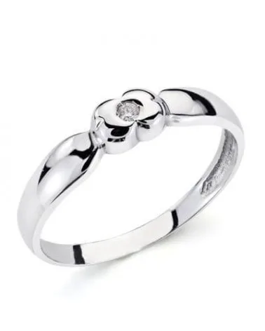 Solitario oro 18k blanco diamante brillante 0,040 quilates