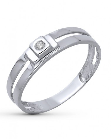 Sortija oro blanco 18k diamante brillante 4,5mm