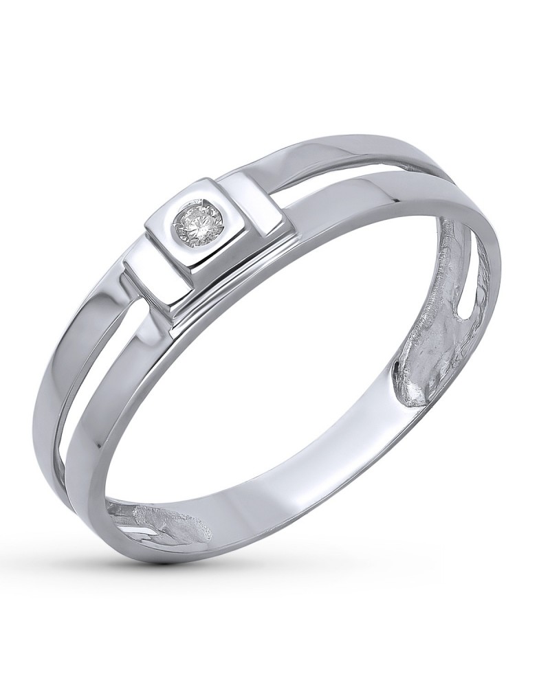 Sortija oro blanco 18k diamante brillante 4,5mm