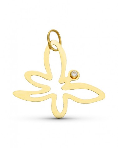 Colgante oro 18k amarillo mariposa circonita