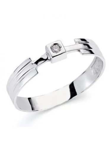 Solitario oro blanco 18k brillante 4mm
