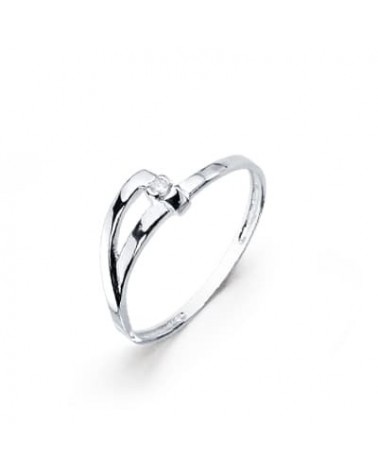Sortija oro blanco 18k diamante brillante 5mm