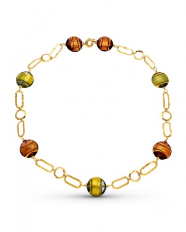 Gargantilla oro 18k amarillo bolas Murano 50cm
