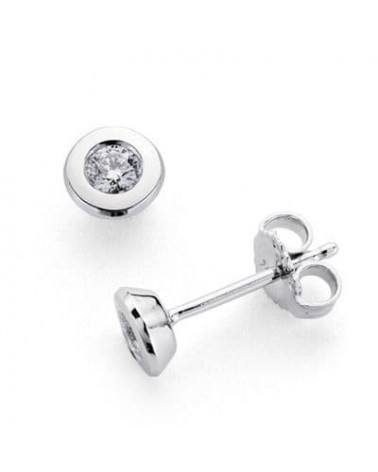 Pendientes oro blanco 18k diamantes naturales 5mm