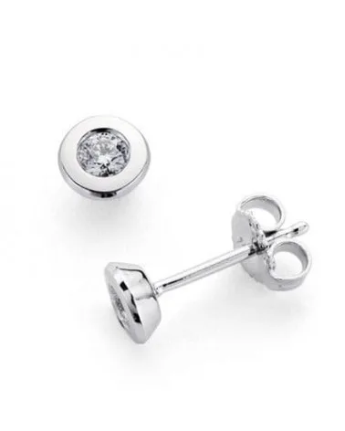 Pendientes oro blanco 18k diamantes naturales 5mm