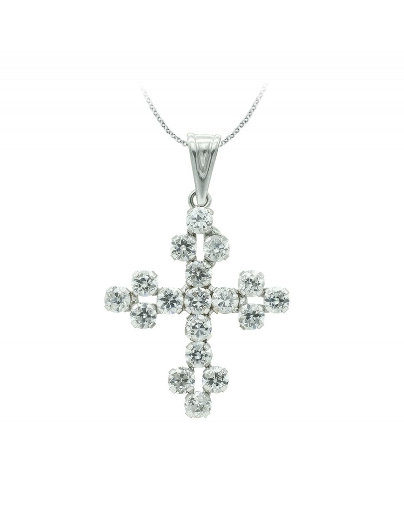 Cruz oro blanco 18k circonitas 25x20 mm