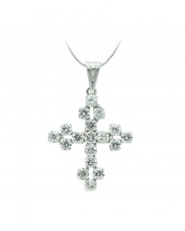 Cruz oro blanco 18k circonitas 25x20 mm