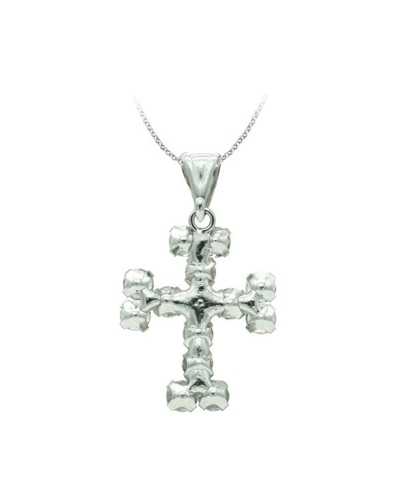 Cruz oro blanco 18k circonitas 20x15 mm
