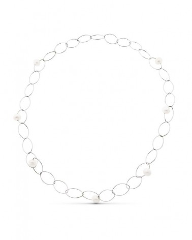 Gargantilla oro blanco 18k con perlas cultivadas 86cm
