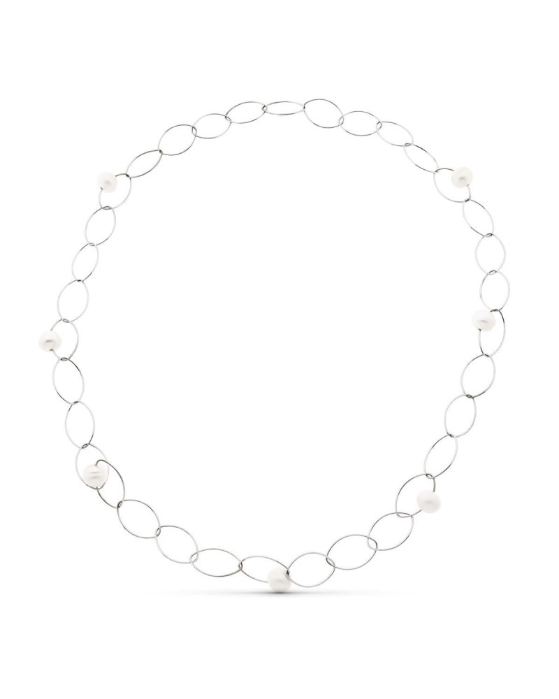 Gargantilla oro blanco 18k con perlas cultivadas 86cm