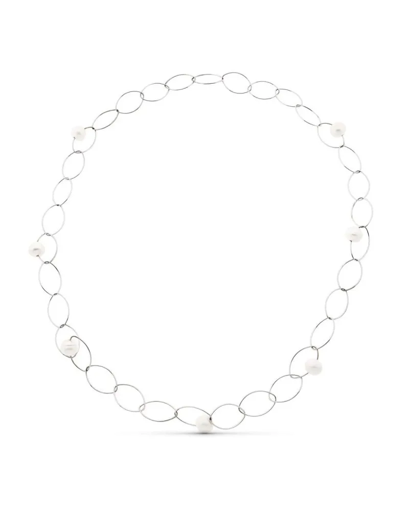 Gargantilla oro blanco 18k con perlas cultivadas 86cm