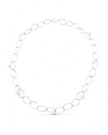 Gargantilla oro blanco 18k con perlas cultivadas 86cm