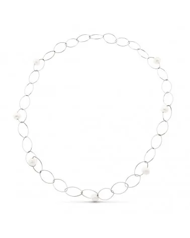 Gargantilla oro blanco 18k con perlas cultivadas 86cm