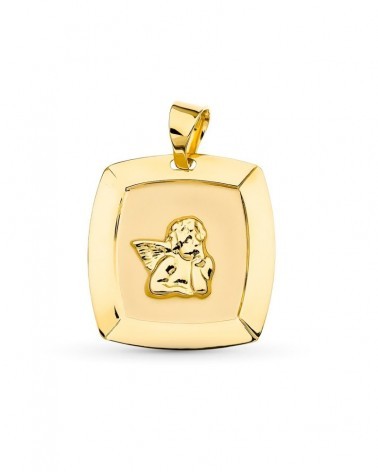 Medalla oro 18k ángel burlón 19x18 mm