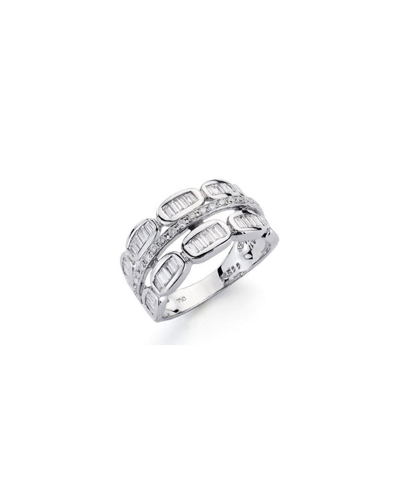 Sortija oro blanco 18k diamantes brillante ancho 10mm