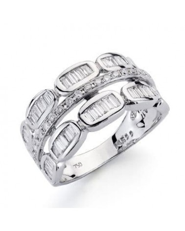 Sortija oro blanco 18k diamantes brillante ancho 10mm