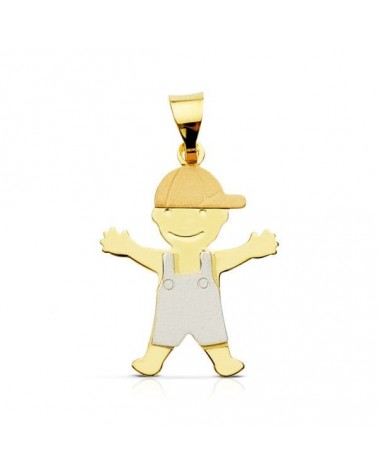 Colgante oro 18k tricolor niño con gorra 22x16 mm