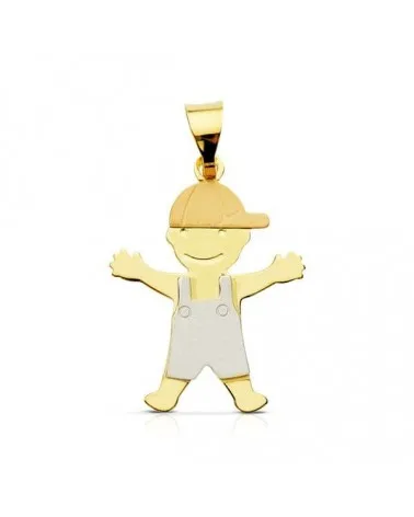 Colgante oro 18k tricolor niño con gorra 22x16 mm