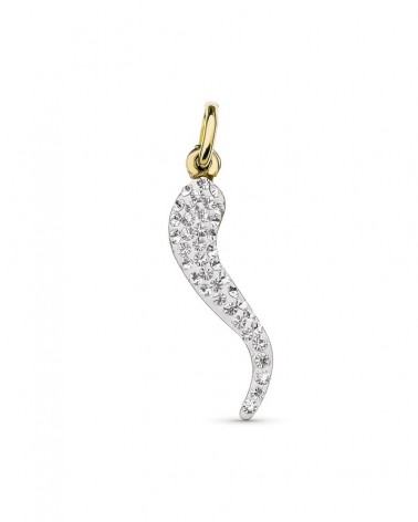 Colgante oro 18k cuerno circonitas 25x6 mm