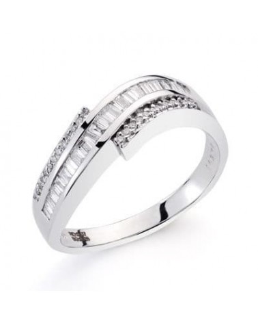 Sortija oro blanco 18k diamantes brillante cruzada