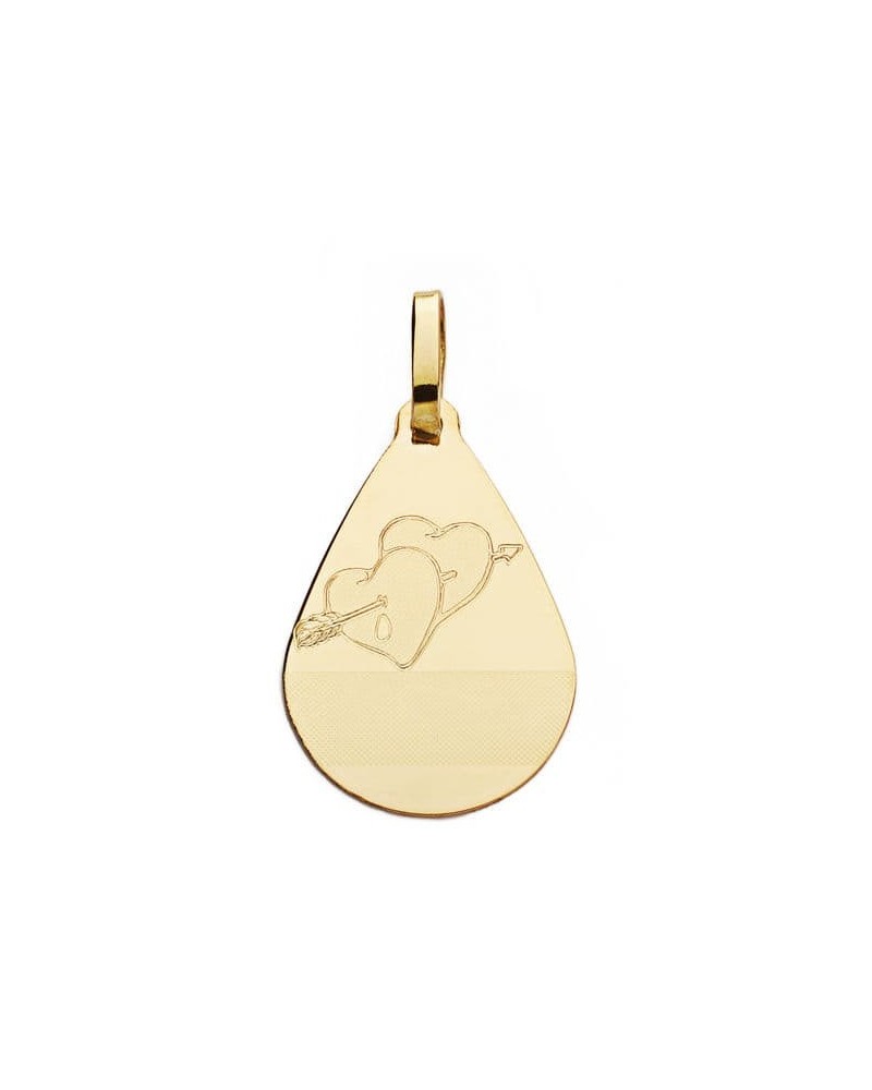Colgante oro 18k gota corazones 21x14 mm