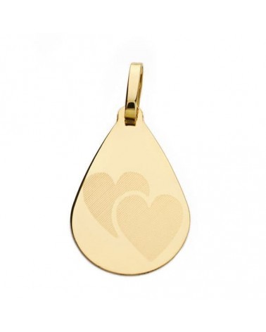 Colgante oro 18k gota corazones 21x14 mm