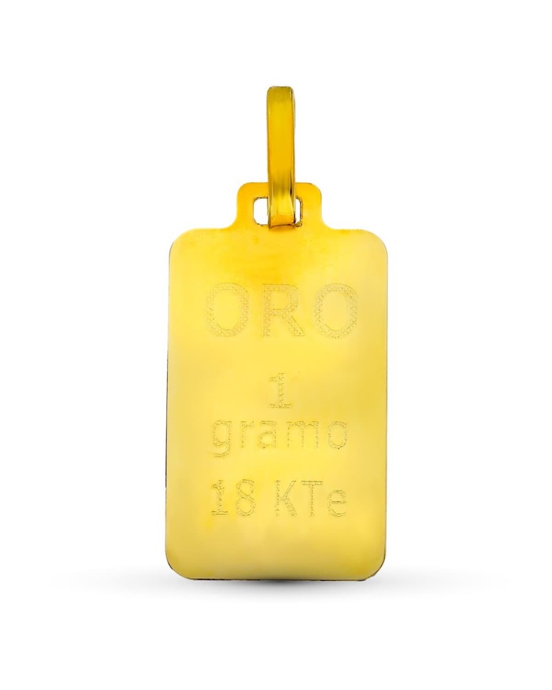 Colgante oro 18k lingote 1 gramo peso aproximado 1,1g