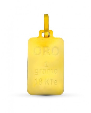 Colgante oro 18k lingote 1 gramo peso aproximado 1,1g
