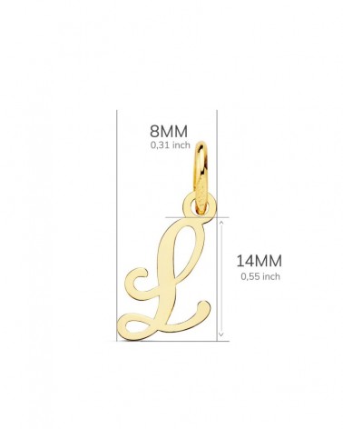 Colgante oro 18k inicial letra L 10x8 mm