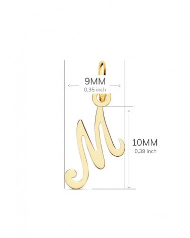 Colgante oro 18k letra M inicial 10x9mm