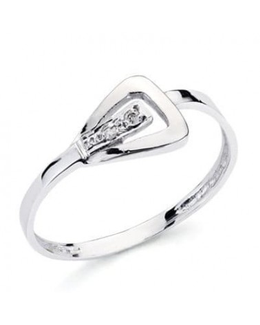 Sortija oro blanco 18k diamante talla brillante triangular