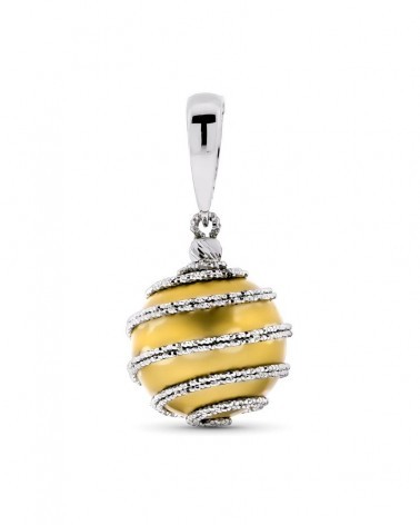 Colgante oro 18k bicolor esfera texturizada hueca