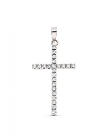 Cruz oro blanco 18k circonitas 31x17mm