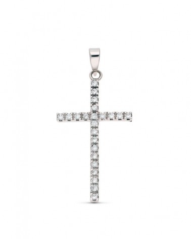Cruz oro blanco 18k circonitas 31x17mm