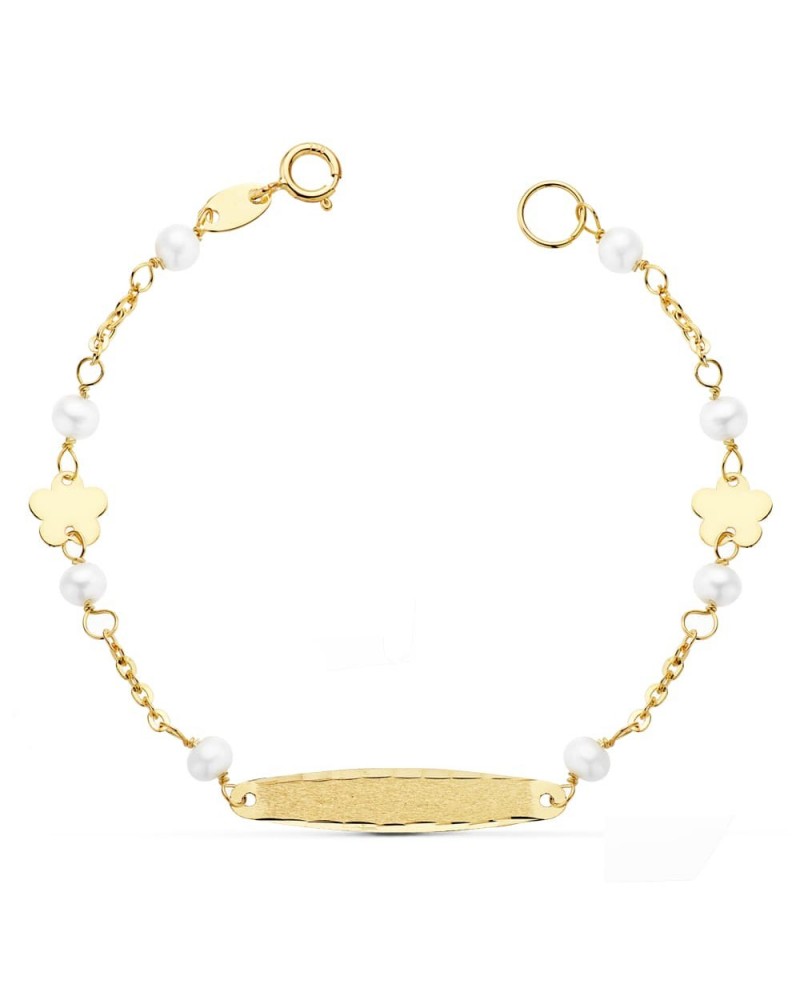 Pulsera esclava oro 18k perlas 3,5mm 14,5cm