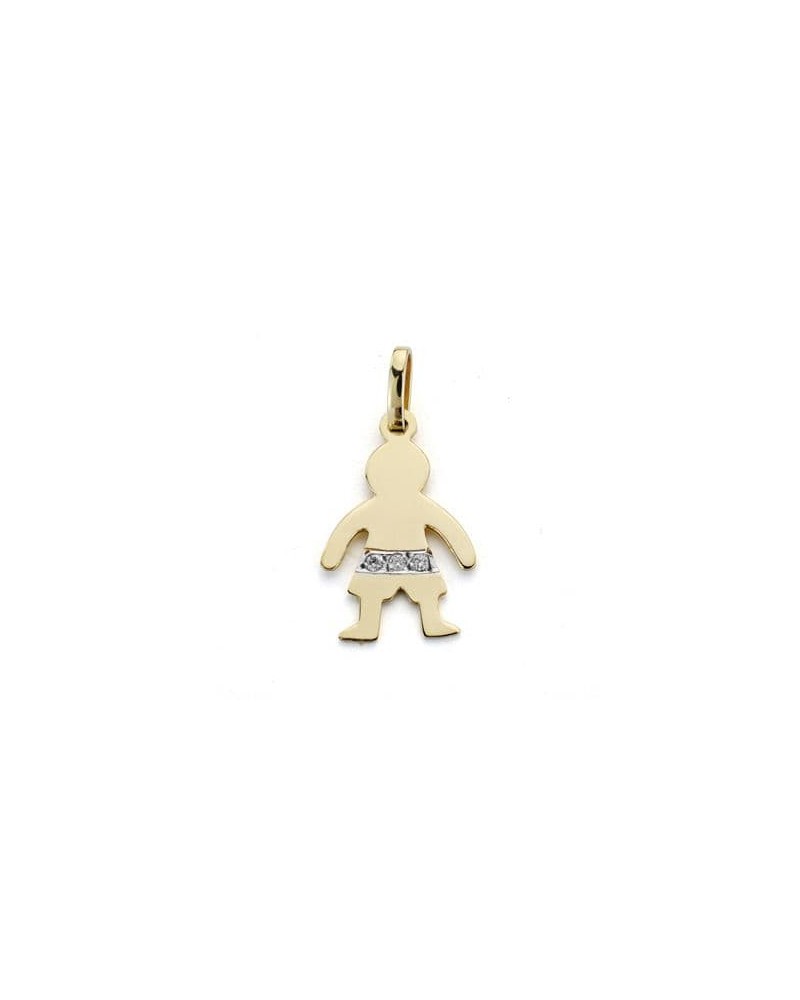 Colgante oro 18k niño con diamantes naturales 18x11mm