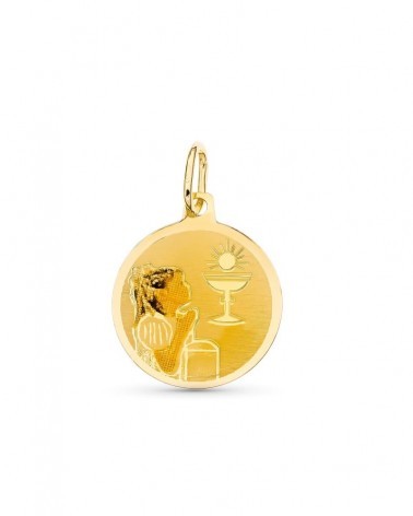 Medalla oro 18k amarillo Primera Comunión niña 15mm