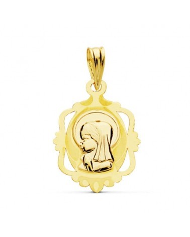 Medalla oro 18k Virgen Niña comunión 20x14 mm