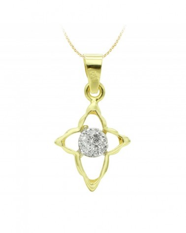 Cruz oro 18k bicolor circonita 14x11 mm