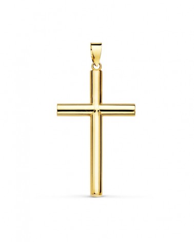 Cruz oro 18k amarillo lisa hueca 29x18 mm
