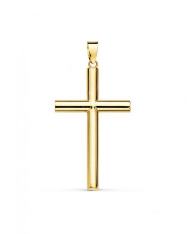 Cruz oro 18k amarillo lisa hueca 29x18 mm