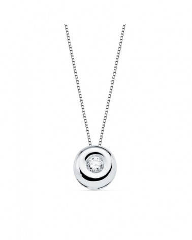 Gargantilla oro blanco 18k chatón diamante 5mm
