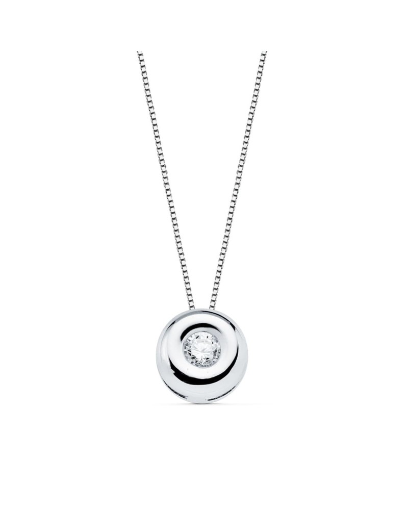 Gargantilla oro blanco 18k chatón diamante 5mm
