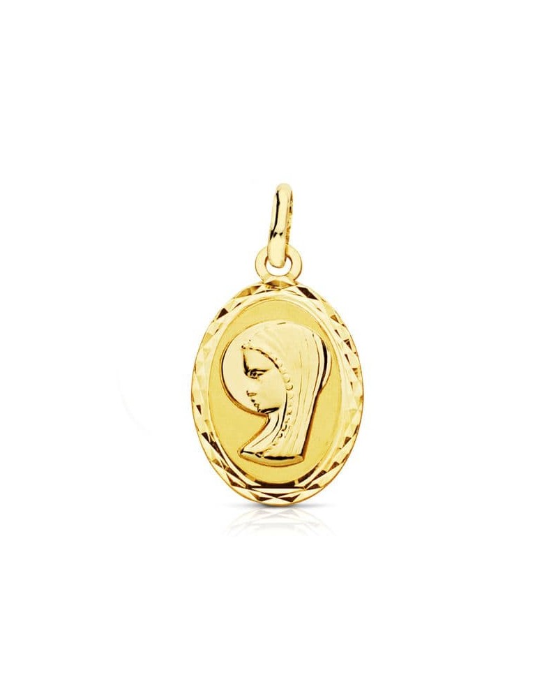 Medalla oro 18k Virgen Niña oval 20x12 mm