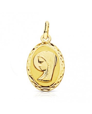 Medalla oro 18k Virgen Niña oval 20x12 mm