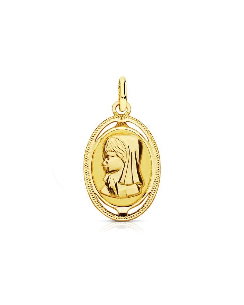 Medalla oro 18k Virgen Niña oval 20x12mm