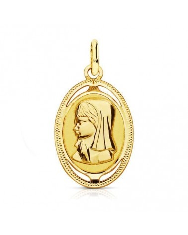 Medalla oro 18k Virgen Niña oval 20x12mm