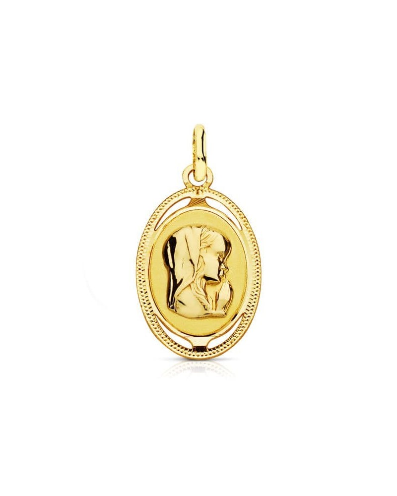 Medalla oro 18k Virgen Niña oval 20x12mm