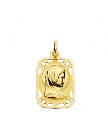Medalla oro 18k Virgen Niña cerco calado 19x11mm