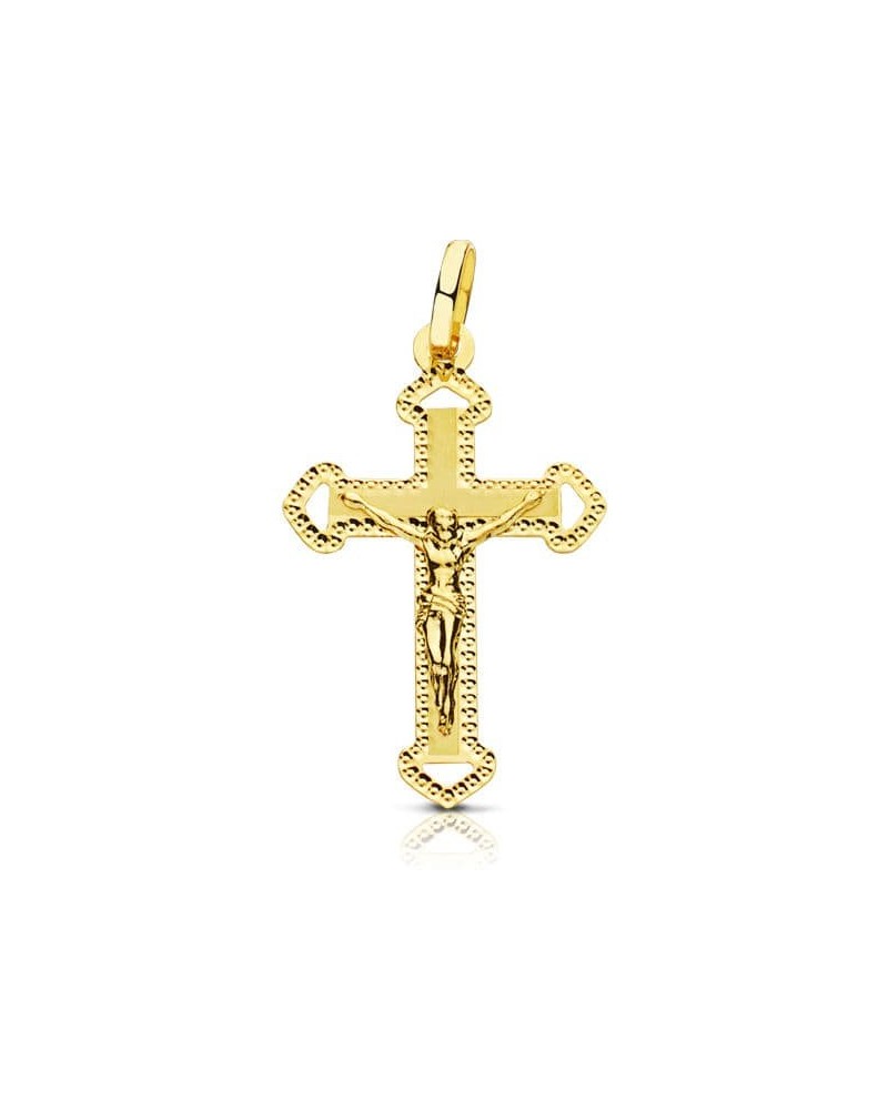 Cruz con Cristo oro 18k amarillo tallada 27x17mm